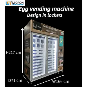 Micron egg vending machine is designed in lockers, so that egg won't get crushed